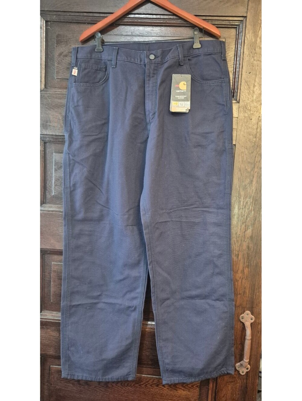 Carhartt Canvas Jeans 38x32 Dark Navy Flame Resistant CAT 2